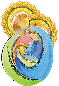 Holy Family Jesus Mary and Joseph artistic abstract nativity Christmas illustration