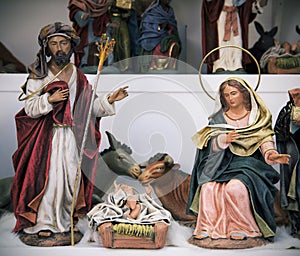 The holy family on sale in a Christmas market