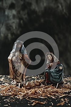 The holy family on the straw