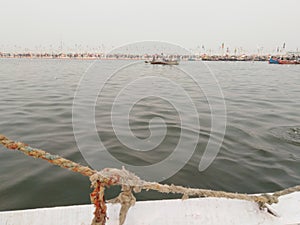 The holy Ganges river in Prayagraj UP