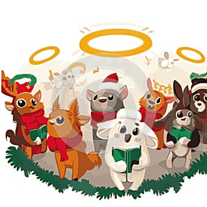 Holy halos carols animals choir vector graphics photo