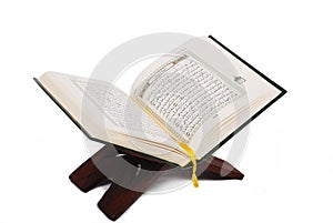 Holy islamic book Koran opened and isolated