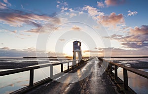 Holy Island, Causeway. Safety Shelter. Northumberland. England.UK