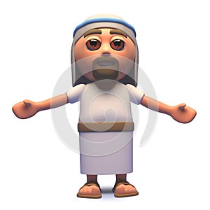 Holy Jesus Christ son of God with arms outspread, 3d illustration