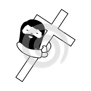 Holy jesuschrist with cross character icon