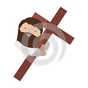 Holy jesuschrist with cross character icon