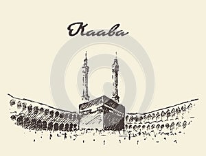 Holy Kaaba Mecca Saudi Arabia muslim drawn.