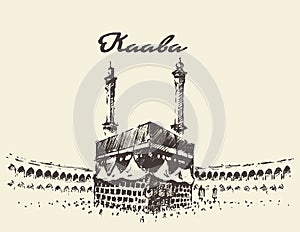 Holy Kaaba Mecca Saudi Arabia muslim drawn sketch