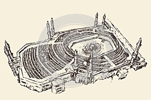 Holy Kaaba Mecca Saudi Arabia muslim sketch