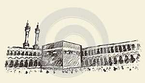 Holy Kaaba Mecca Saudi Arabia muslim sketch