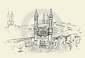 Holy Kaaba Mecca Saudi Arabia muslim vector drawn