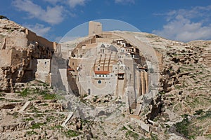 Holy Lavra of Saint Sabbas the Sanctified, known in Arabic as Mar Saba monastery perched on the rocks in the Judean