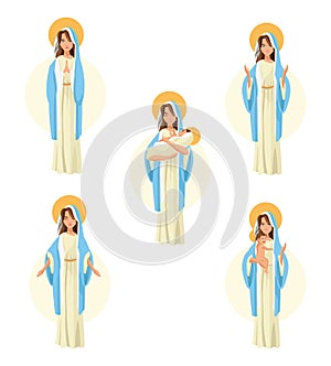 Holy mary baby jesus icon. Vector graphic