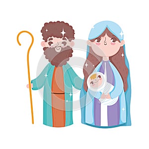 Holy mary joseph and baby jesus manger nativity, merry christmas
