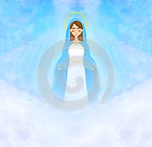 Holy Mary Religious Card illustration