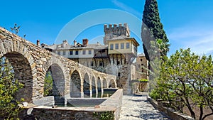 Holy Monastery Hilandar landscape HDR, Mount Athos