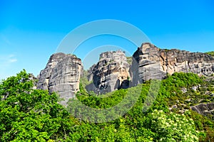 The Holy Monastery of Varlaam on cliff at Meteora rocks, Greece