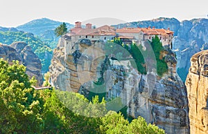 The Holy Monastery of Varlaam on the top of rock in Meteora