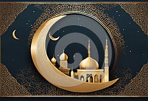 Holy month of muslim community, Ramadan Kareem celebration greeting card.