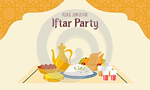 Holy month of prayer, Ramadan Kareem celebration with beautiful invitation card for Iftar party