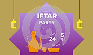 Holy month of prayer, Ramadan Kareem celebration with beautiful invitation card for Iftar party