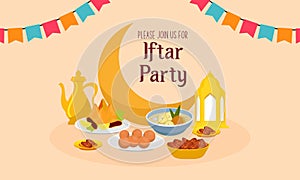 Holy month of prayer, Ramadan Kareem celebration with beautiful invitation card for Iftar party