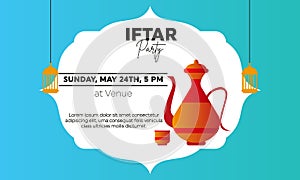 Holy month of prayer, Ramadan Kareem celebration with beautiful invitation card for Iftar party