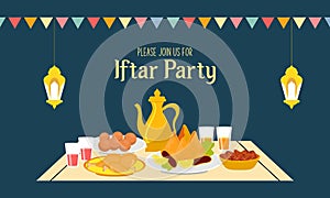 Holy month of prayer, Ramadan Kareem celebration with beautiful invitation card for Iftar party