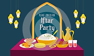 Holy month of prayer, Ramadan Kareem celebration with beautiful invitation card for Iftar party