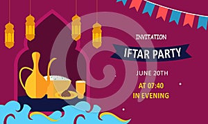 Holy month of prayer, Ramadan Kareem celebration with beautiful invitation card for Iftar party cele