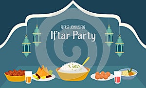 Holy month of prayer, Ramadan Kareem celebration with beautiful invitation card for Iftar party cele