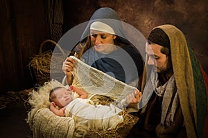 Holy parents Christmas nativity scene