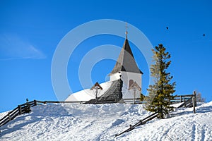 An holy place - The 2045 meters high located chapel of Santa Crusc, one of the most beautiful places in the Dolomites