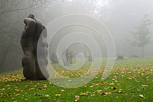 Holy place in Sigulda. Shrines in the fog photo