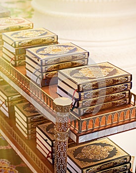 The holy Quran books in a mosque