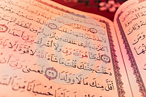 The Holy Quran. Verses in the holy Quran