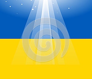 Holy radiance over the national flag of Ukraine. God, save Ukraine