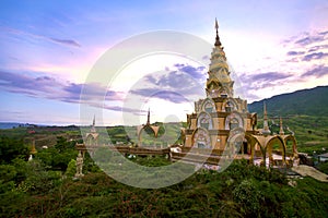 Holy relics pagoda in Wat Phra Thart Pha Kaew. That are temple landmark in Khao Kho, Phetchabun Thailand.
