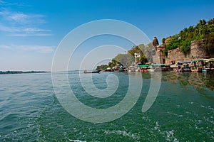 Holy River Narmada and Ghats of Maheshwar District Khargone, Madhya Pradesh A Landscape View from Boat