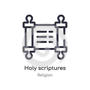 holy scriptures outline icon. isolated line vector illustration from religion collection. editable thin stroke holy scriptures