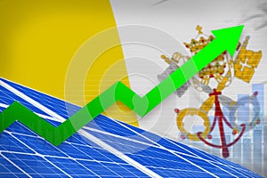 Holy See solar energy power rising chart, arrow up - modern natural energy industrial illustration. 3D Illustration