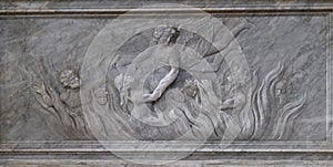 The Holy Souls in purgatory, detail of the altar in the Catholic Church Saint Eustache in Dobrota, Montenegro