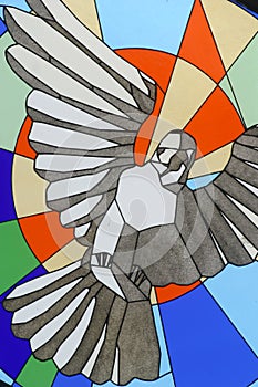 Holy Spirit Bird, stained glass