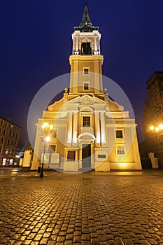 Holy Spirit Church in Torun at night