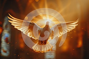 The Holy Spirit in the Form of a White Dove. AI Generated