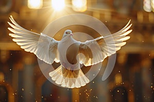 The Holy Spirit in the Form of a White Dove. AI Generated