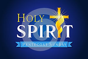 Holy Spirit, Pentecost Sunday with cross in fire