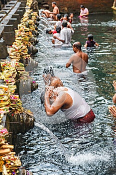 Holy Spring Water at Pura Tirta Empul ,Hindu Temple ,Bali