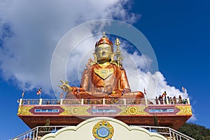 Holy statue of Guru Padmasambhava or born from a lotus, Guru Rinpoche, was a Indian tantric Buddhist Vajra master who taught