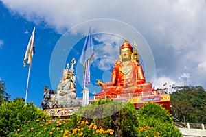 Holy statue of Guru Padmasambhava or born from a lotus, Guru Rinpoche, was a Indian tantric Buddhist Vajra master who taught